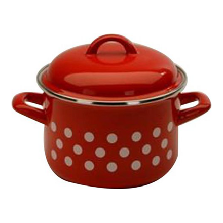 Hrnec s poklicí červený, puntík 24cm, 6,75l